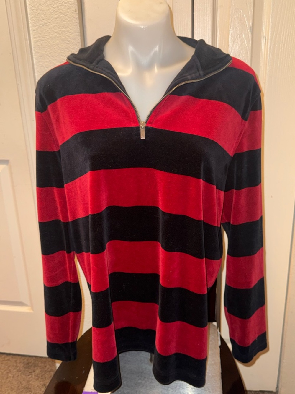 Ralph Lauren Men's Striped Quarter-Zip Sweater
